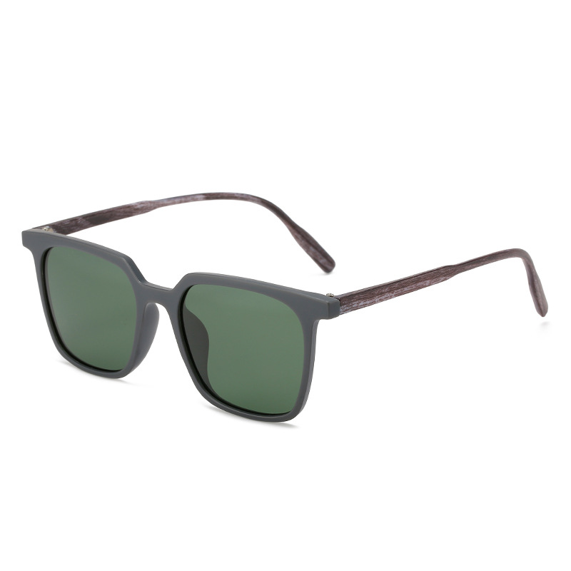 Wholesale Square Polarized Sunglasses with Wood Grain Temples - Everful