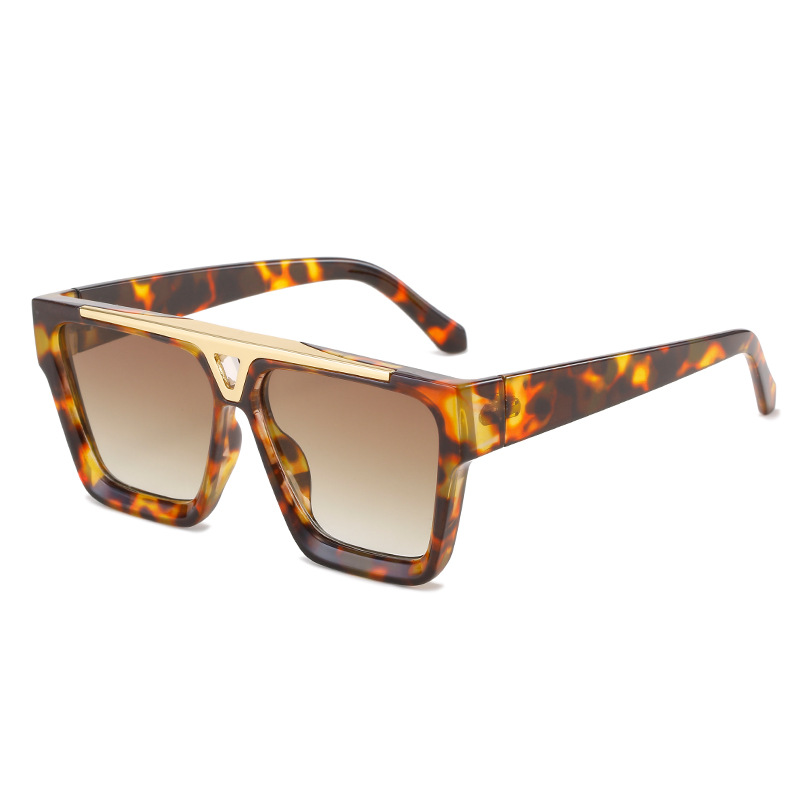 Wholesale Fashion Large Frame Square Sunglasses with Metal V Decor - Everful