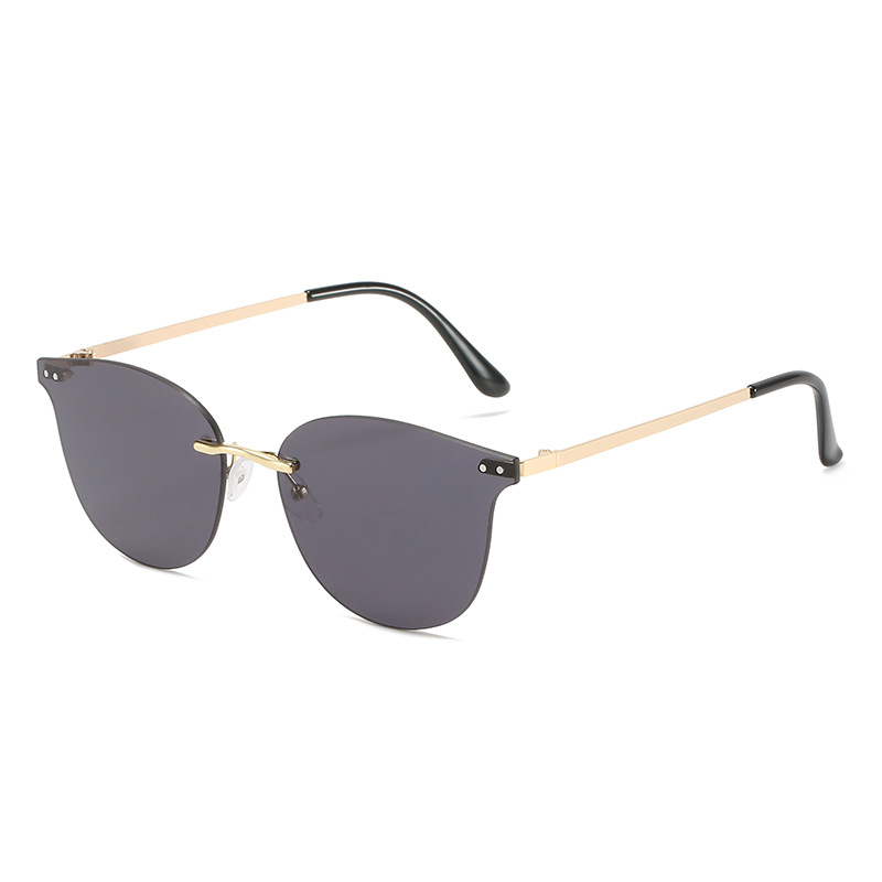 Wholesale Frameless Cat Eye Sunglasses UV400 Protection Metal Temple - Everful