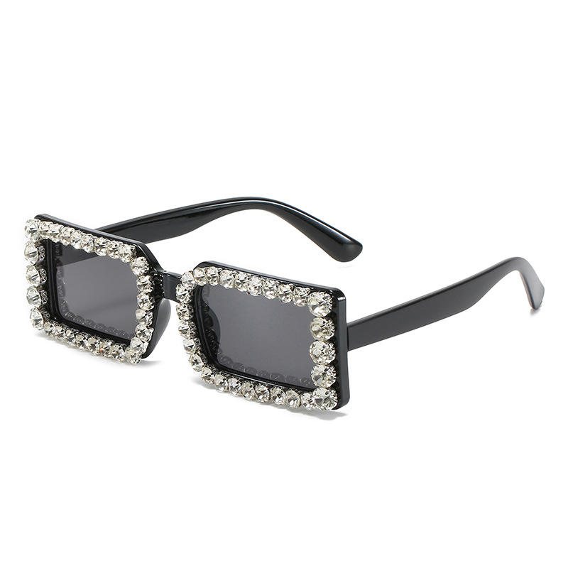 Wholesale Oversized Square Rhinestone Sunglasses PC Frame UV400 Protection - Everful