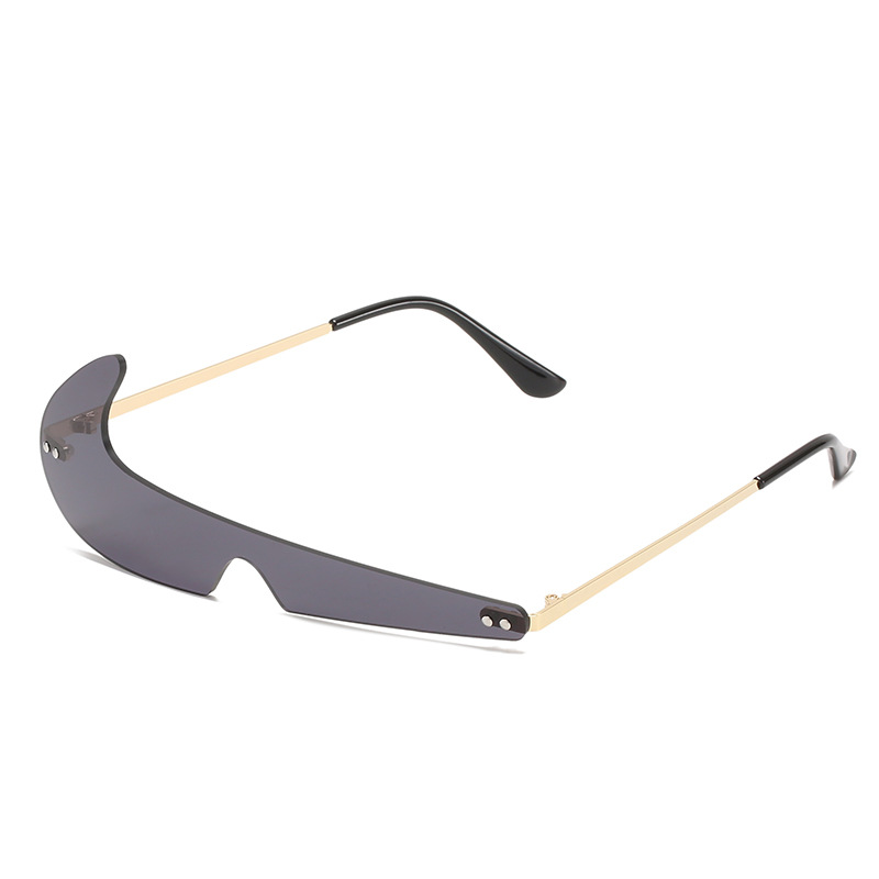 Rimless Sunglasses Irregular Dynamic Curve Shaped PC Lens Metal Frame UV400 Protection Fashion Eyewear For Women Men