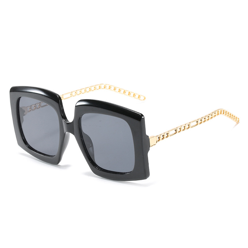 Wholesale Oversized Square Sunglasses with Metal Chain Temple for Women - Everful