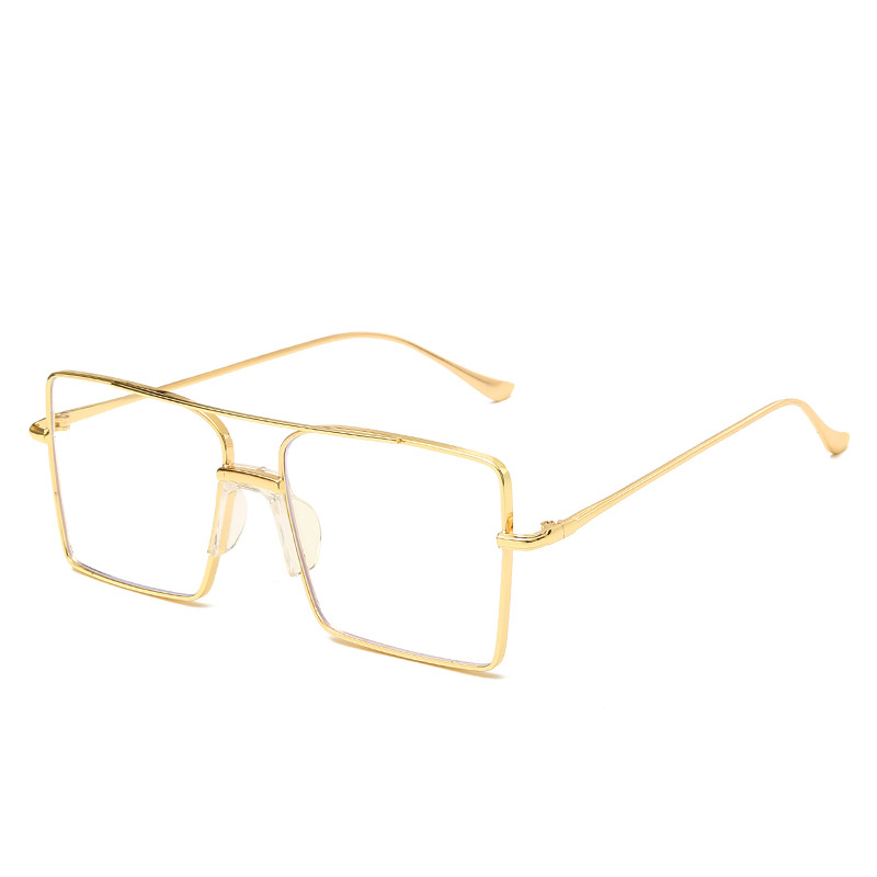 Wholesale Oversized Square Eyeglass Frames with Metal Retro Double Bridge - Everful