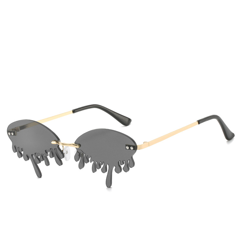 Wholesale Trendy Melting Dripping Rimless Sunglasses With Metal Frame - Everful