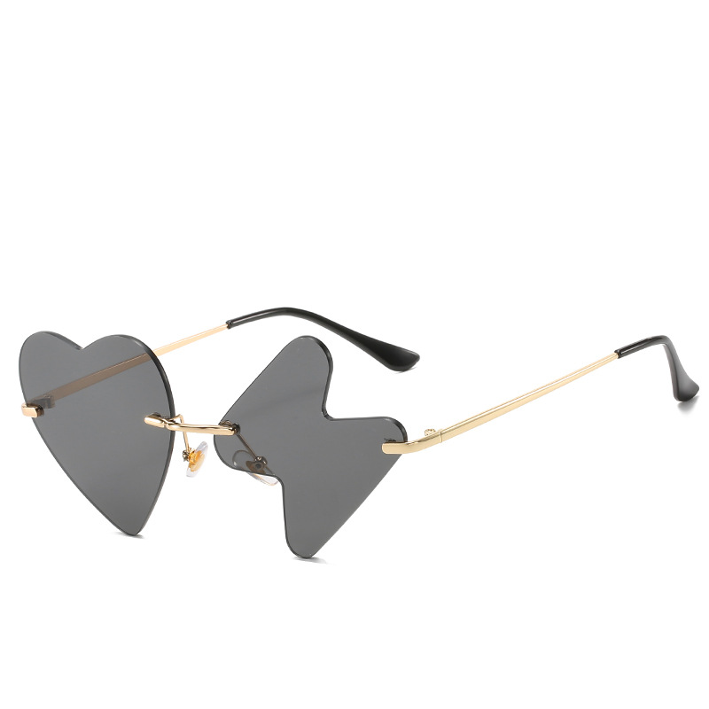 Wholesale Asymmetric Rimless Heart and Lightning Shaped Sunglasses - Everful