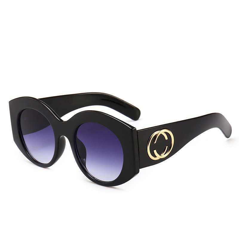 Wholesale Oversized Oval Sunglasses With PC Frame And Metal Logo For Women - Everful