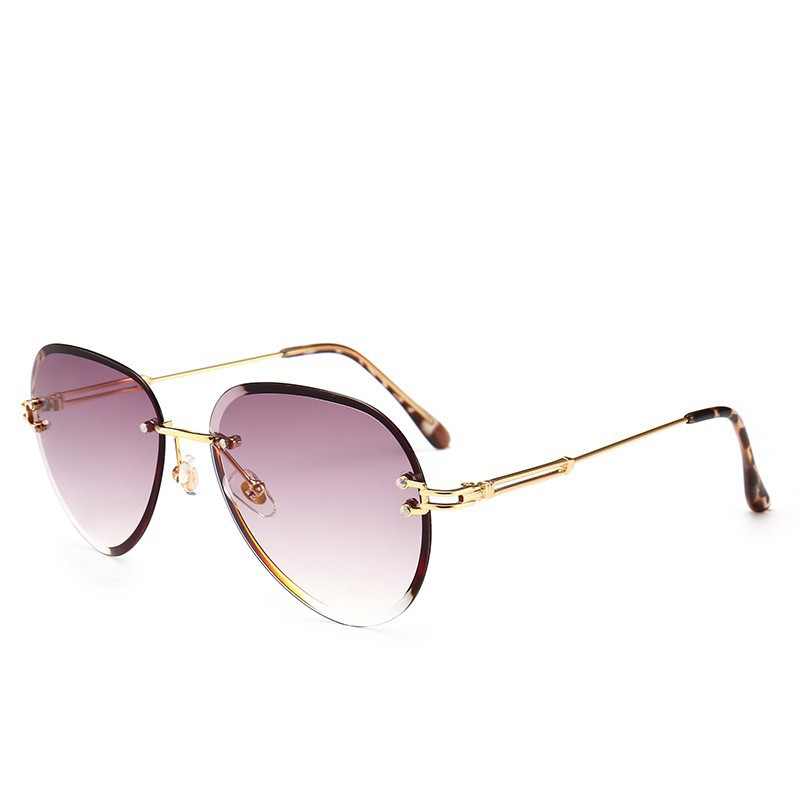 Wholesale Fashion Rimless Aviator Sunglasses Gradient Lenses Metal Frame - Everful