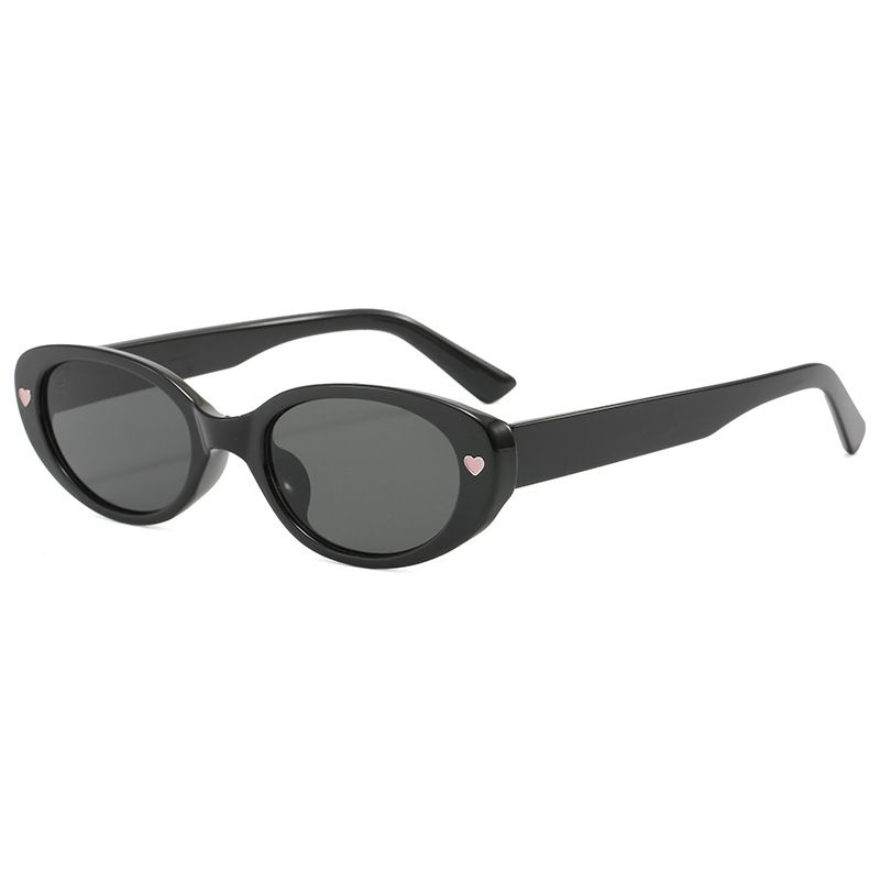Wholesale Oval Frame Sunglasses with Heart Decoration UV400 Protection - Everful
