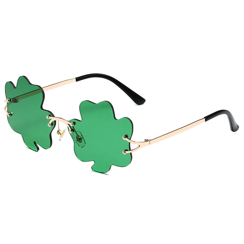 Wholesale Shamrock Heart Shaped Rimless Metal Frame Sunglasses For Party - Everful