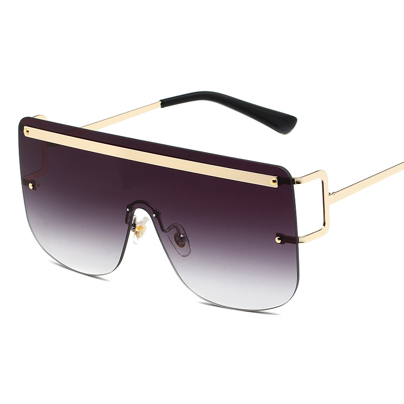 Wholesale Oversized Rimless Shield Sunglasses with Metal Frame - Everful