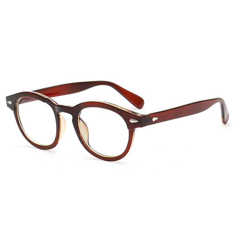 Wholesale Retro Round Optical Glasses PC Frame With Metal Rivet Decor - Everful