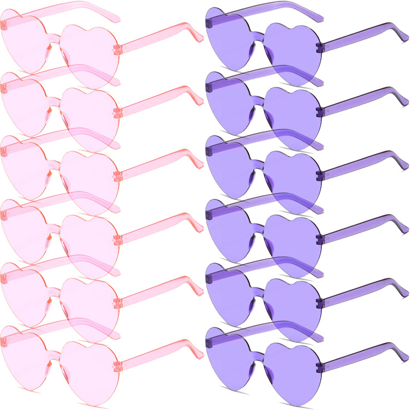 Wholesale Heart Shaped Rimless Sunglasses UV400 Trendy Party Eyewear - Everful