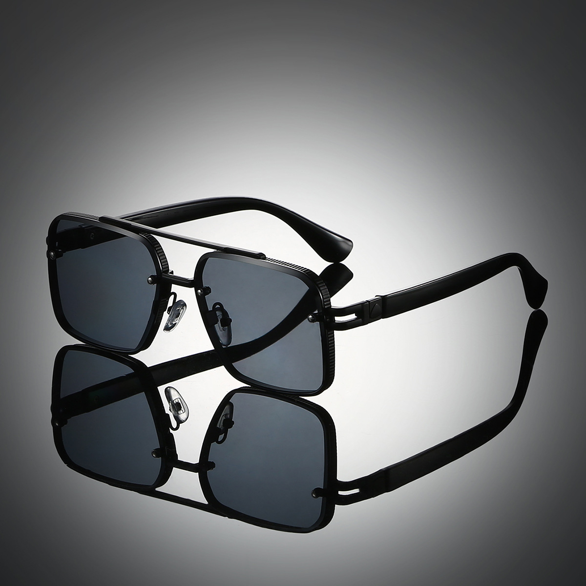 Wholesale Aviator Sunglasses Metal Frame Double Bridge Square Eyewear - Everful