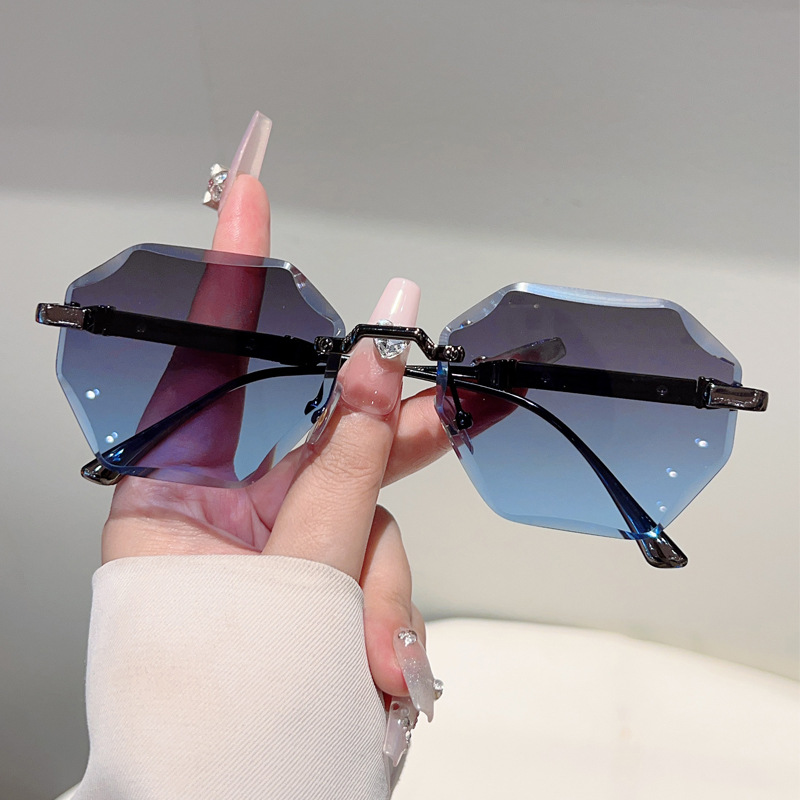 Wholesale Polygonal Rimless Sunglasses with UV400 Metal Frame - Everful