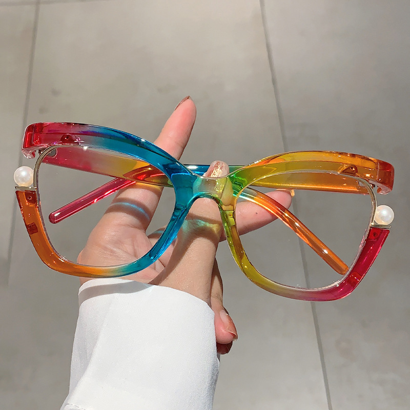 Wholesale Women Fashion Cat Eye Anti Blue Light Glasses With Pearl - Everful