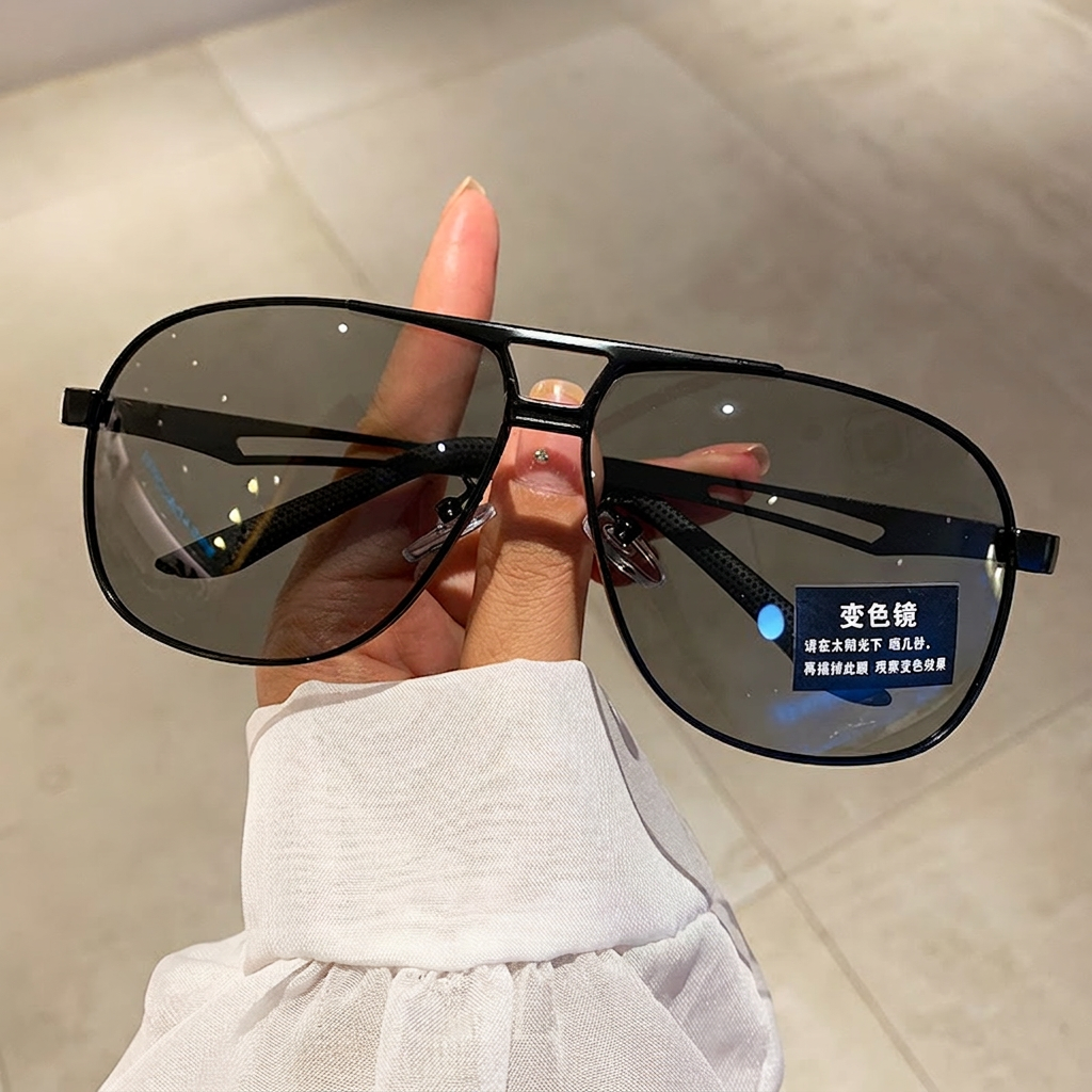 Wholesale Polarized Photochromic Aviator Sunglasses Metal Frame - Everful