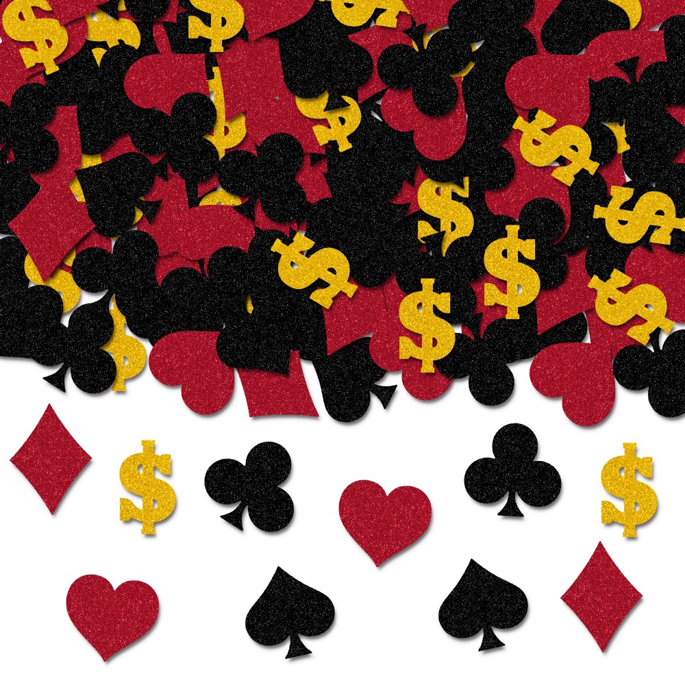 Casino Theme Party Confetti Glitter Paper Poker Suit Dollar Sign Table Scatters For Poker Night Birthday Party Decoration