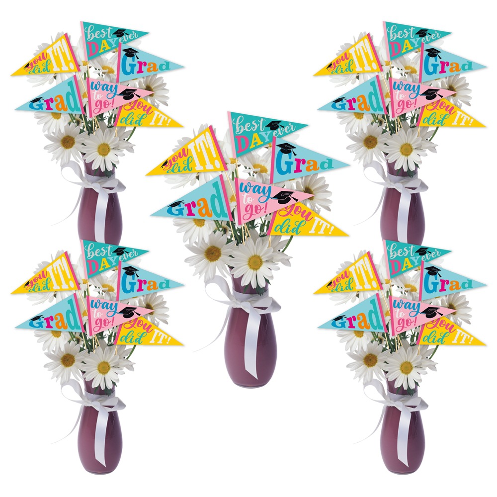 Graduation Ceremony Decoration Paper Vase Insert Flags With Wood Sticks For Party Photo Props Site Layout Decor