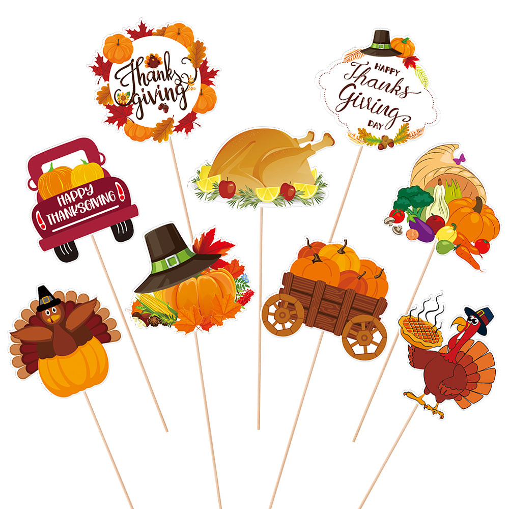 Thanksgiving Vase Decoration Cardboard Turkey Pumpkin Harvest Autumn Party Home Table Decor DIY Photography Accessories