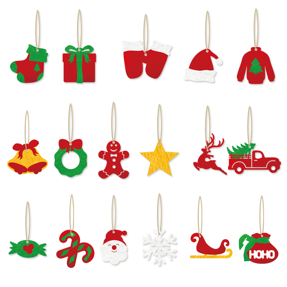 Christmas Tree Hanging Ornaments Felt Christmas Decorations Set With Santa Snowflake Reindeer Truck For Holiday Party Home Decor