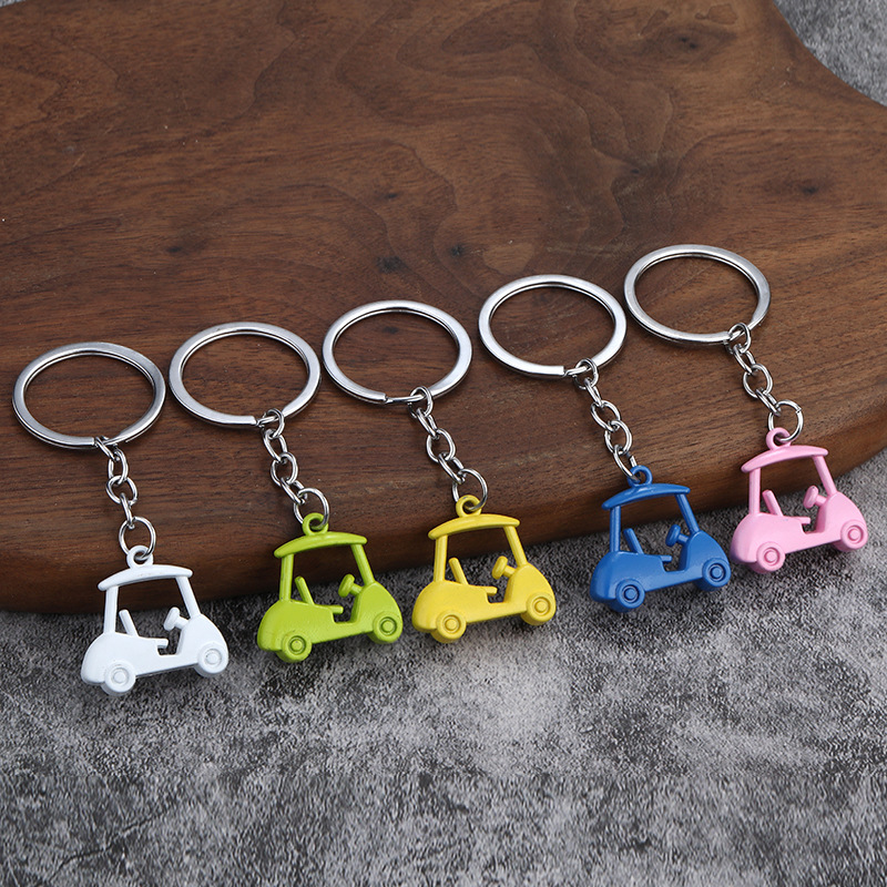 Creative Simulation Golf Cart Keychain Zinc Alloy Metal Sporty Portable Key Ring Pendant For Outdoor Activity Lovers Fans Gift