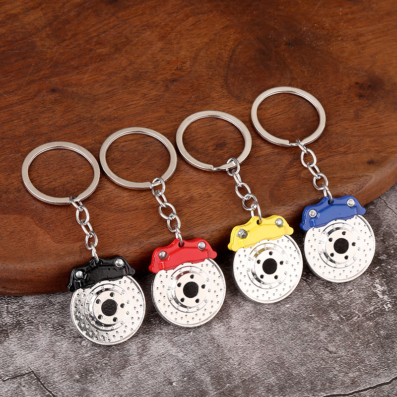 Car Brake Disc Caliper Keychain Zinc Alloy Industrial Mechanical Simulation Auto Parts Key Ring For Car Enthusiasts Men Women Gift