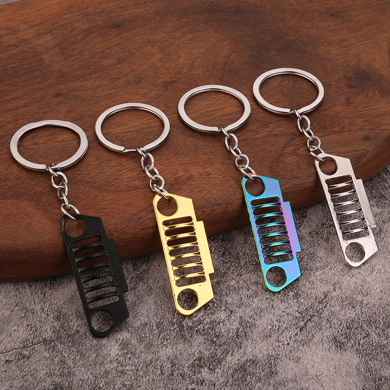 Metal Car Grille Keychain Zinc Alloy Seven Slot Front Face Pendant Key Ring For Auto Enthusiasts Creative Decoration Accessory