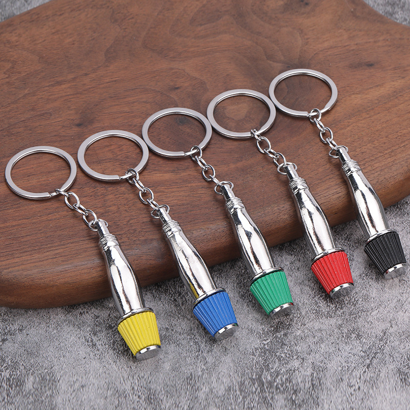 Creative Mini Car Air Filter Mushroom Head Keychain Zinc Alloy Auto Modification Parts Key Ring Pendant For Car Fans Men