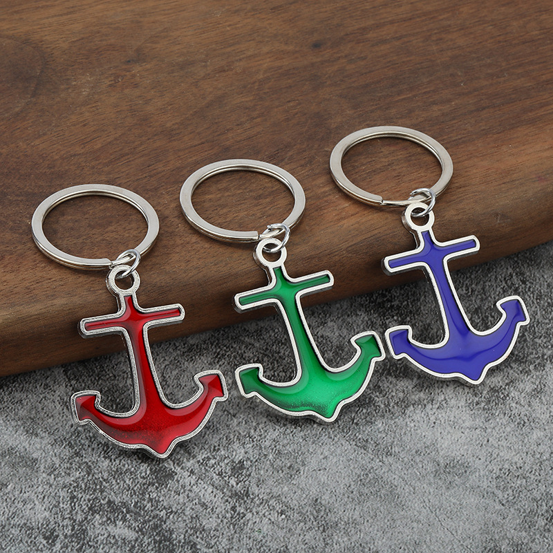 Nautical Ship Anchor Keychain Zinc Alloy Enamel Metal Pendant Key Ring For Backpack Handbag Decoration Creative Gift Accessory