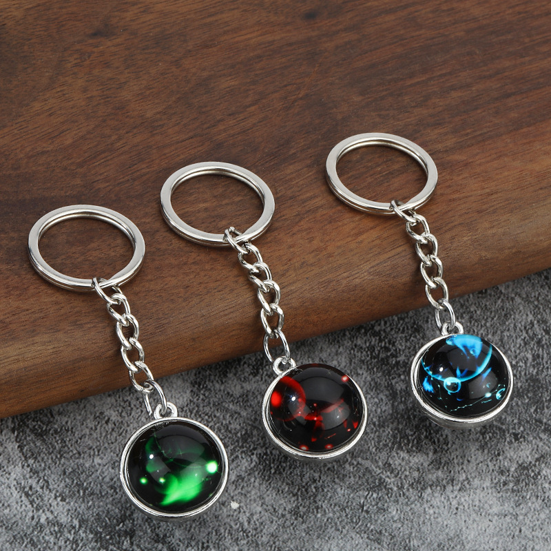 Luminous 12 Zodiac Constellation Keychain Zinc Alloy Glass Time Gem Galaxy Pendant Key Ring Gift Jewelry For Backpack