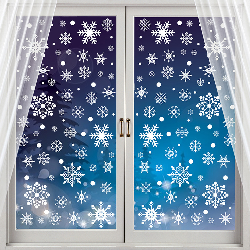 Christmas Snowflake Window Clings Static PVC Decals For Glass Windows Double Sided Winter Wonderland Xmas Decorations For Home Store