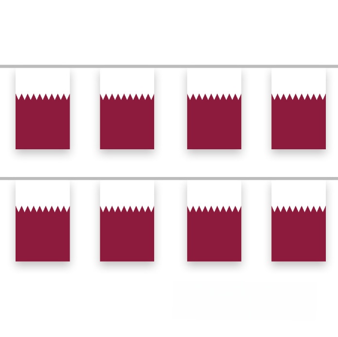 Polyester Qatar Bunting Flags String Flags For Soccer Party Decorations Maroon White Sawtooth National Flags For Events