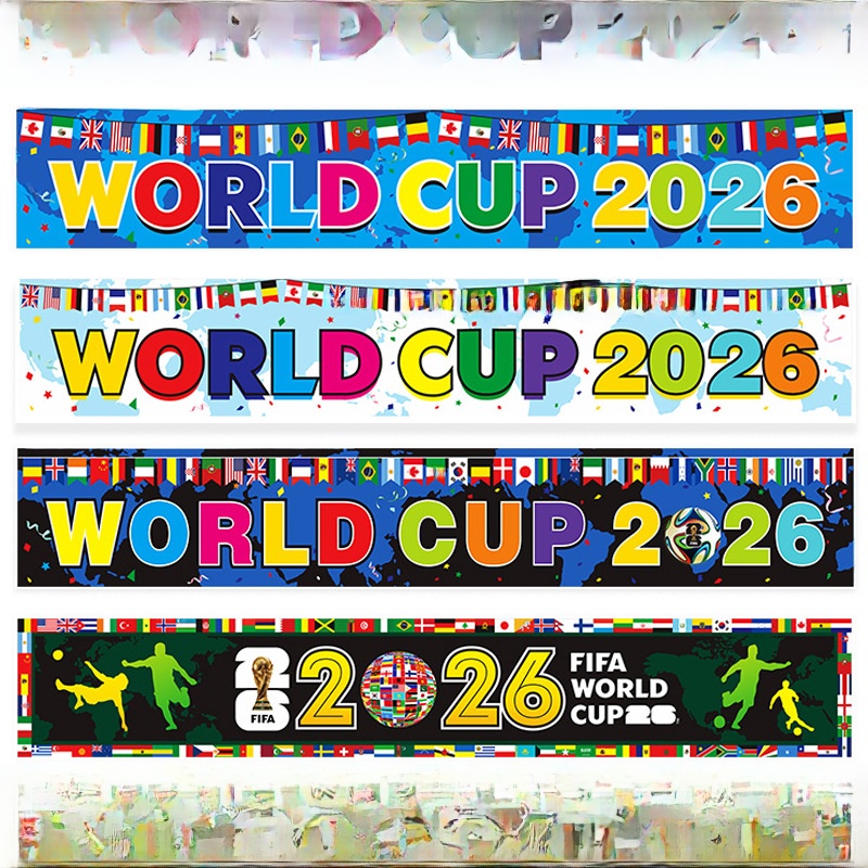 Soccer Tournament 2026 Banner Polyester World Cup Theme Party Decorations National Flags For Sports Event Celebration Fans