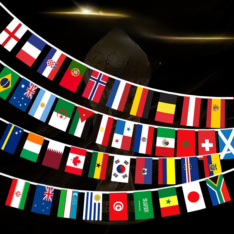 International National Flags String Bunting Banner Polyester Hanging Decorative Pendant Flags for Bar Club Sports Party Decoration
