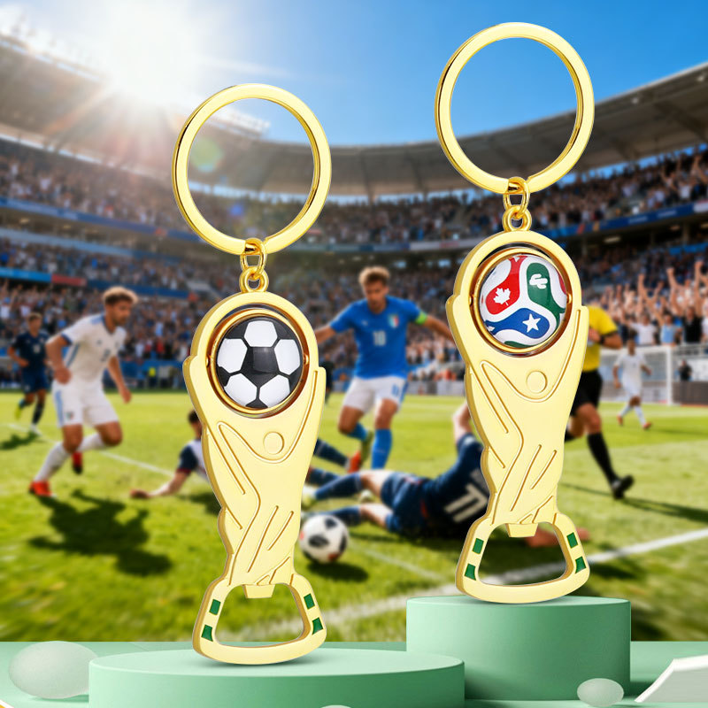 2026 Usa-canada-mexico World Cup Bottle Opener Keychain Pendant Football Trophy Rotatable Fan Gift