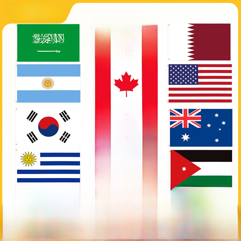 Polyester National Flags With Two Metal Grommets For World Cup Sports Events Celebrations Outdoor Party Decorations Country Flags