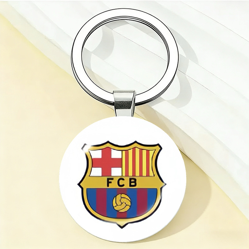 European Football Club Logo Time Gem Alloy Keychain Pendant For Bag Car Keyring Sport Fan Souvenir Gift Accessories