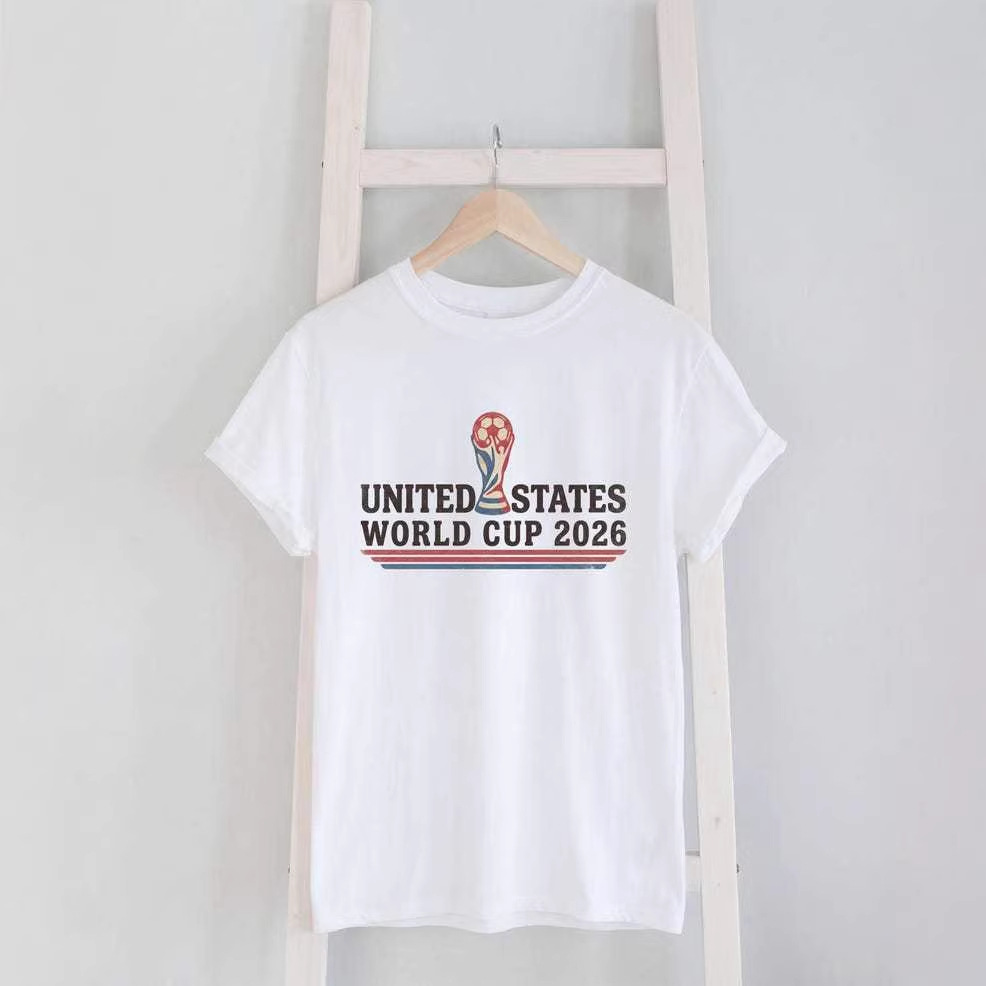 2026 United States World Cup 100% Cotton T-Shirt Round Neck Short Sleeve Loose Fit Casual Tee For Men Women