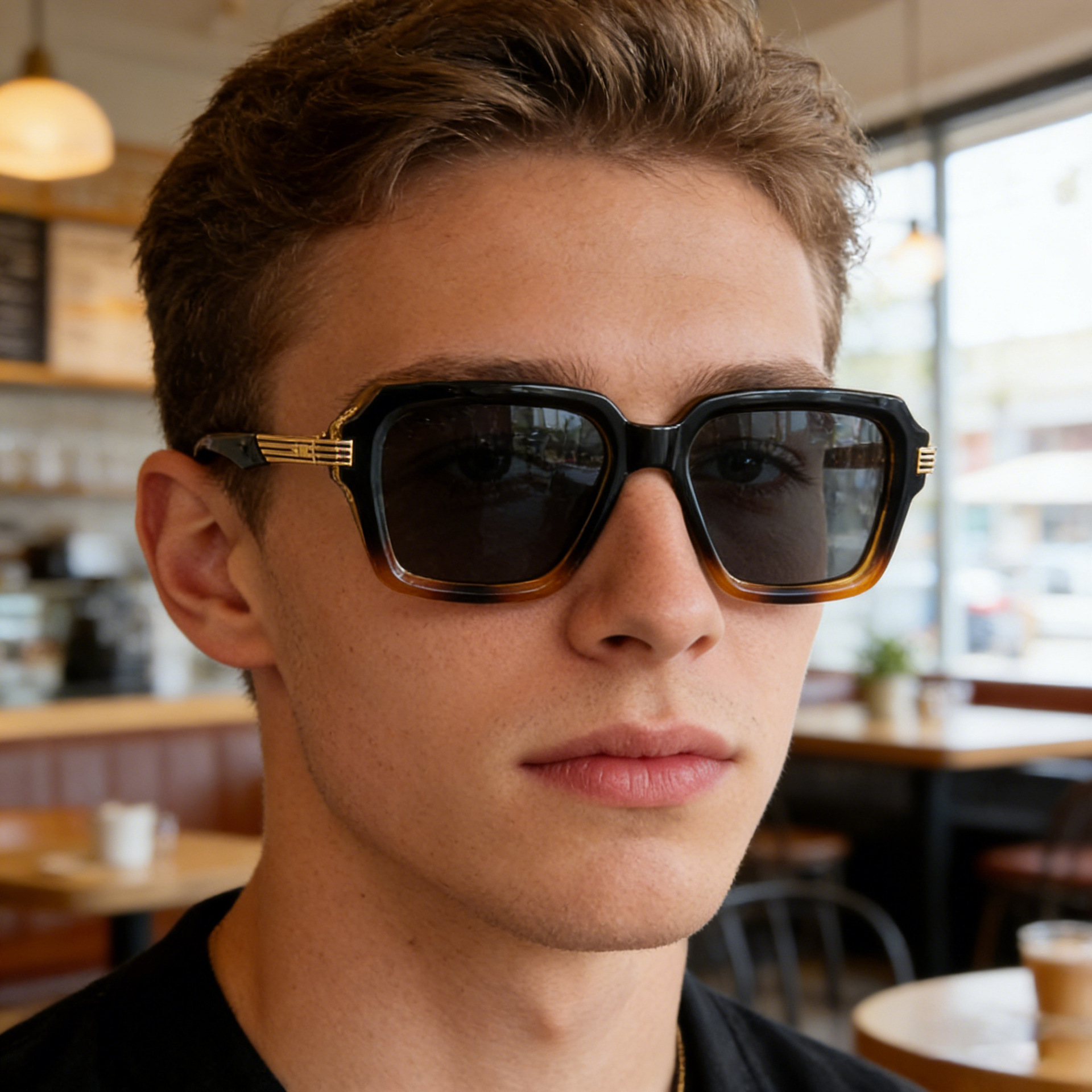 Men's Polarized Square Sunglasses Fashion Retro Large Frame UV400 Protection PC Zinc Alloy Frame Outdoor Driving Sun Glasses