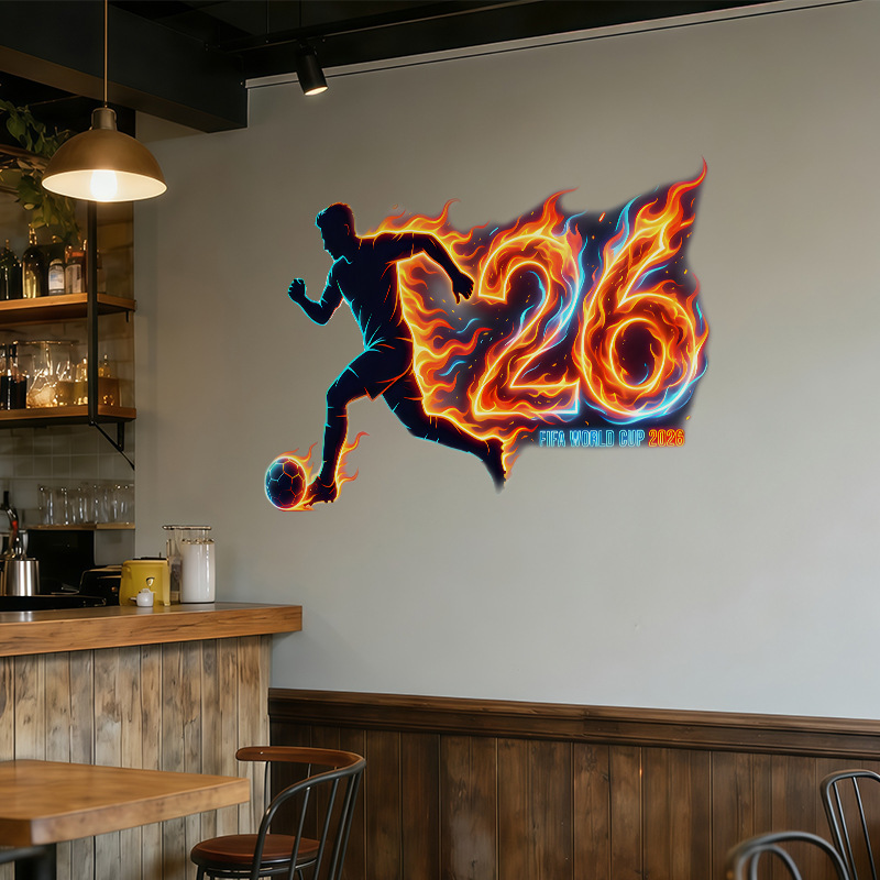 3D Broken Wall Soccer Wall Sticker Fire Football Creative Removable Vinyl Decal For Living Room Office Sports Theme Decoration