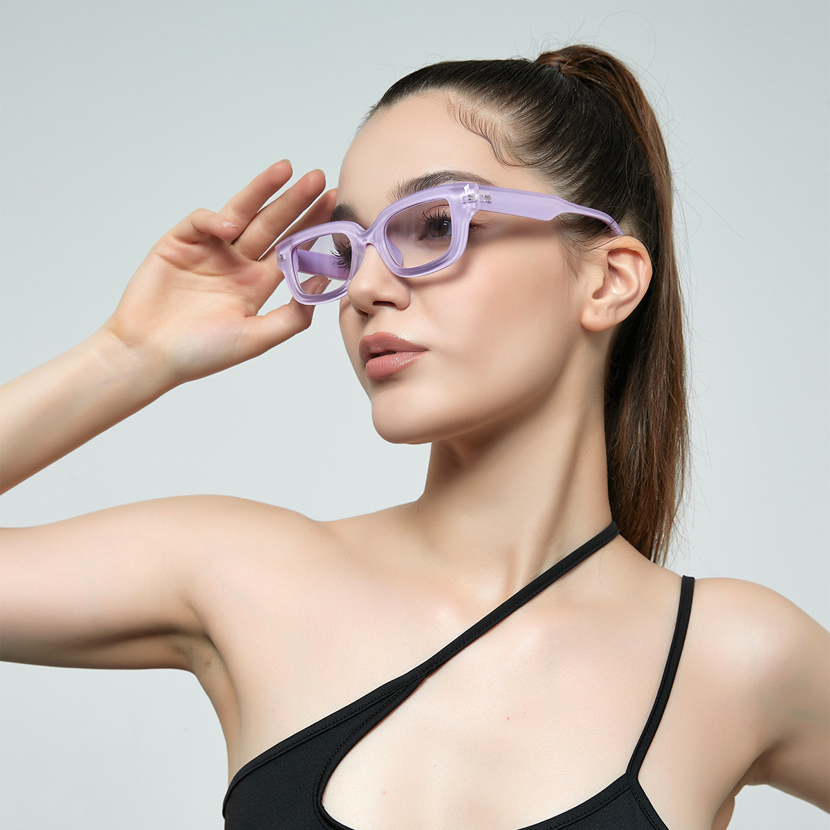 Wholesale Retro Rectangle Cat Eye Transparent Sunglasses - Everful