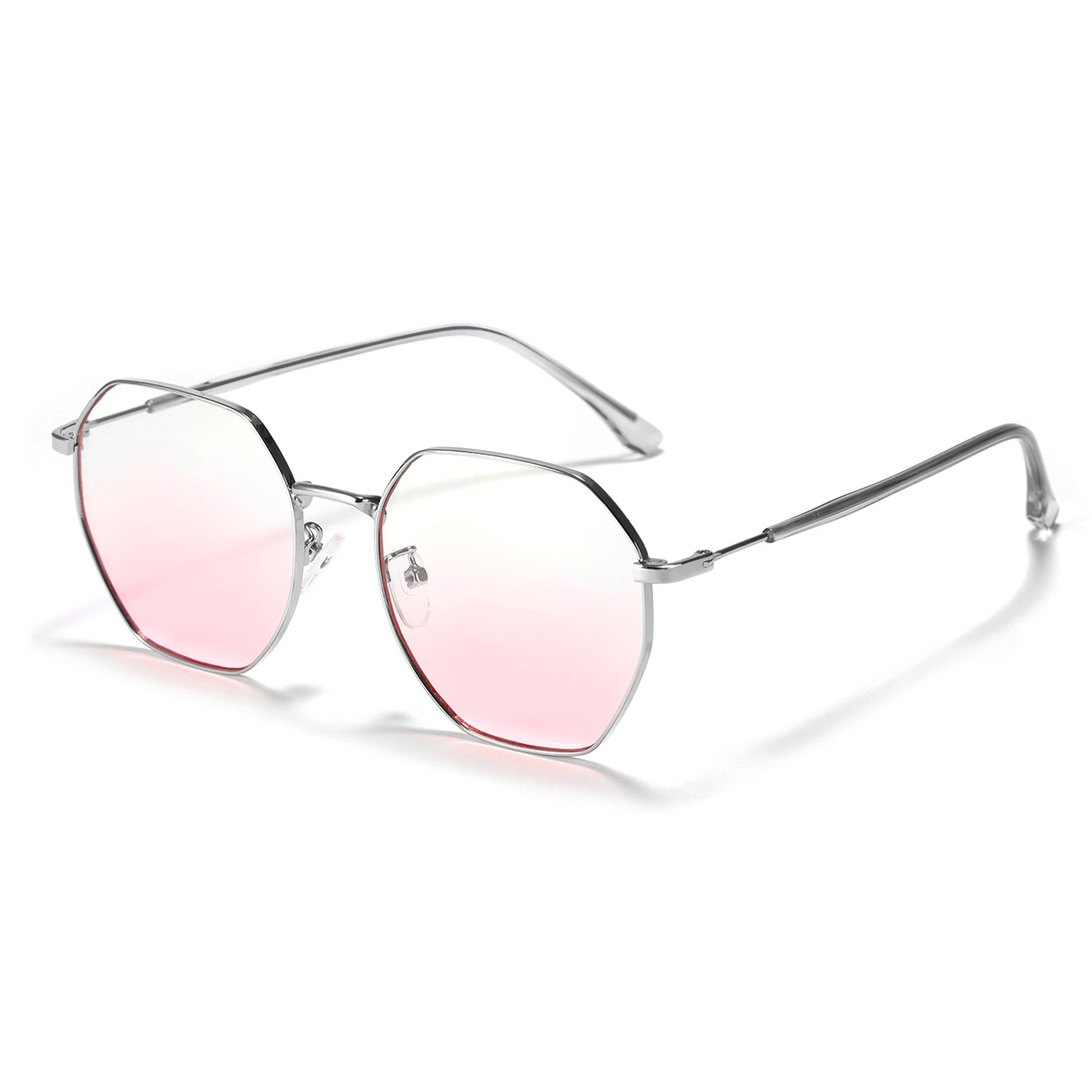 Wholesale Women Octagonal Metal Frame Blush Lens Sunglasses - Everful
