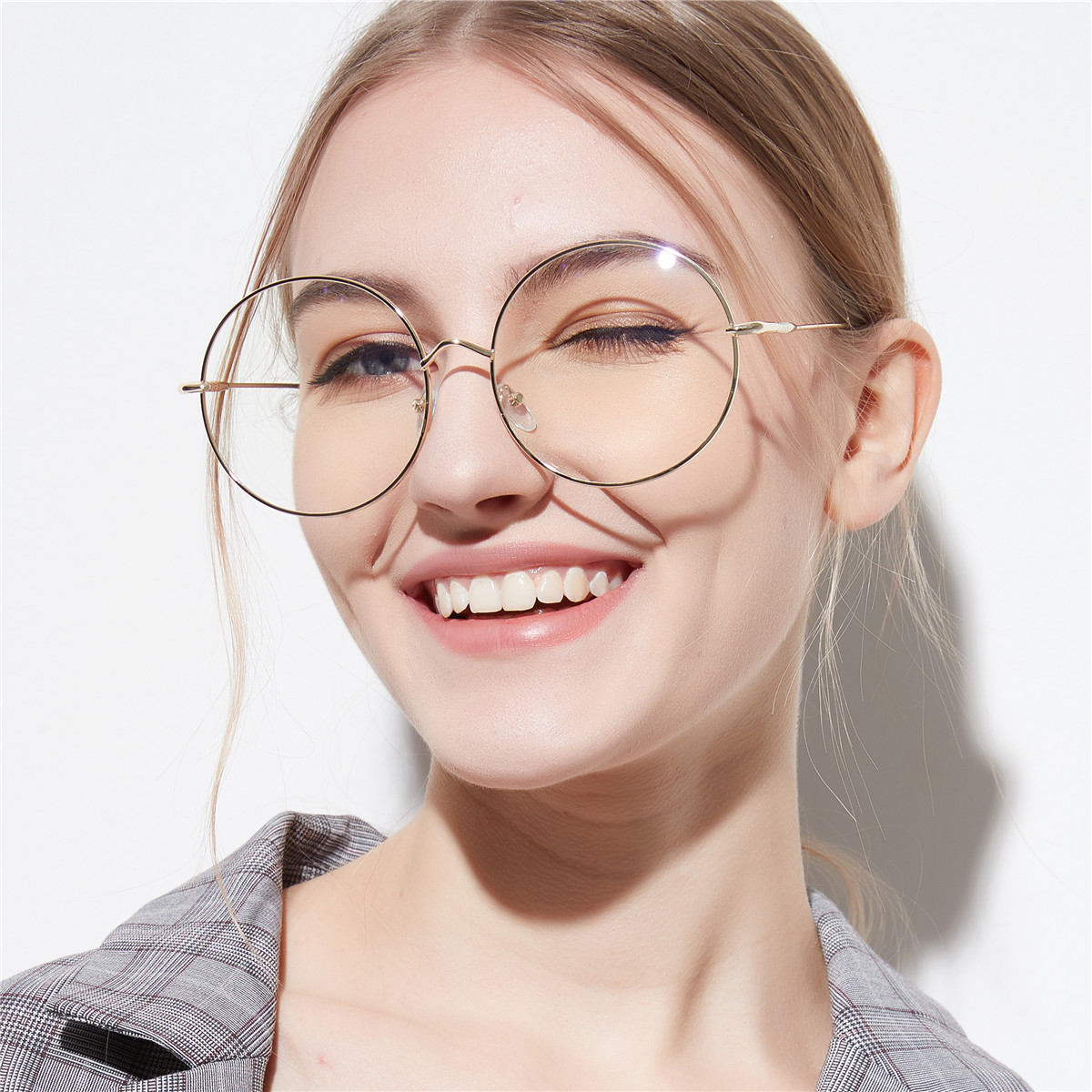 Wholesale Retro Round Metal Frame Plain Glasses For Women Men - Everful