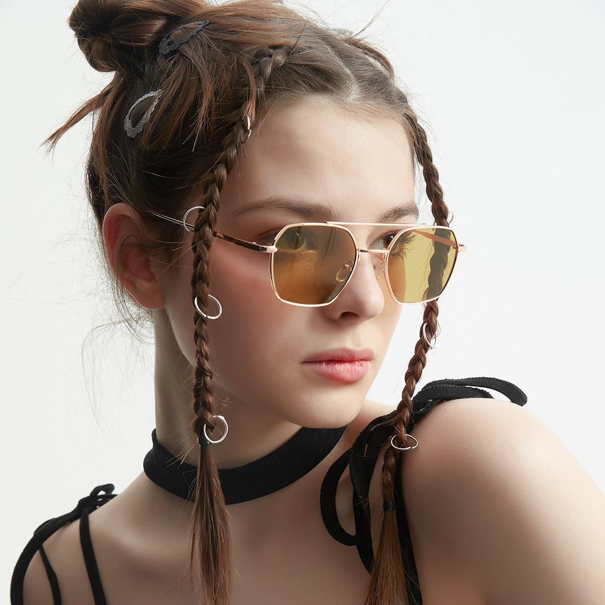 Wholesale Vintage Hexagon Metal Frame Sunglasses Women Men - Everful