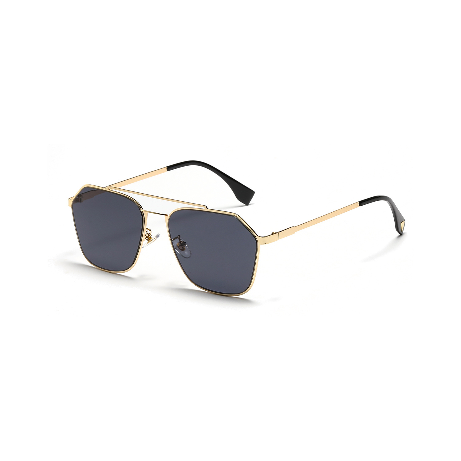 Wholesale Retro Geometric Metal Frame Pilot Sunglasses Double Bridge - Everful