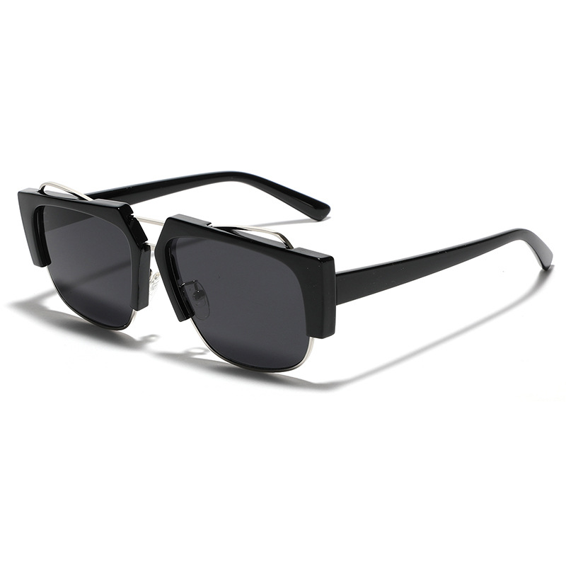 Wholesale Large Square Semi-Metal Sunglasses UV Protection - Everful