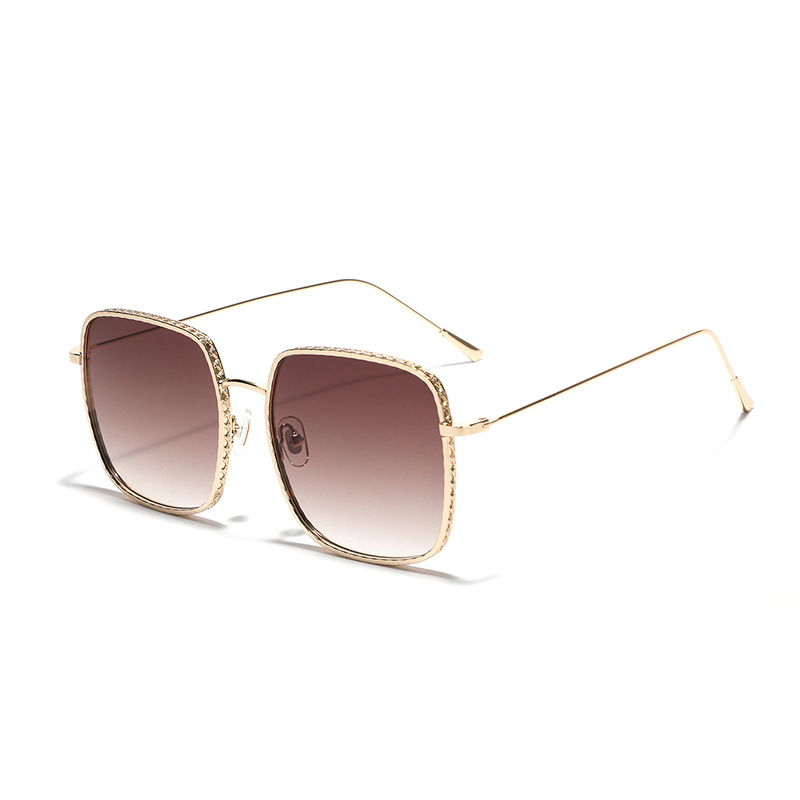 Wholesale Oversized Square Metal Frame Gradient Sunglasses - Everful