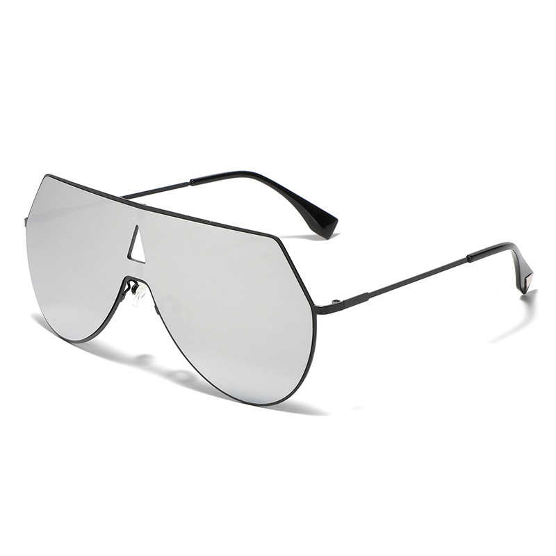 Wholesale Fashion Oversized Shield Sunglasses Metal Frame Mirrored Lens - Everful