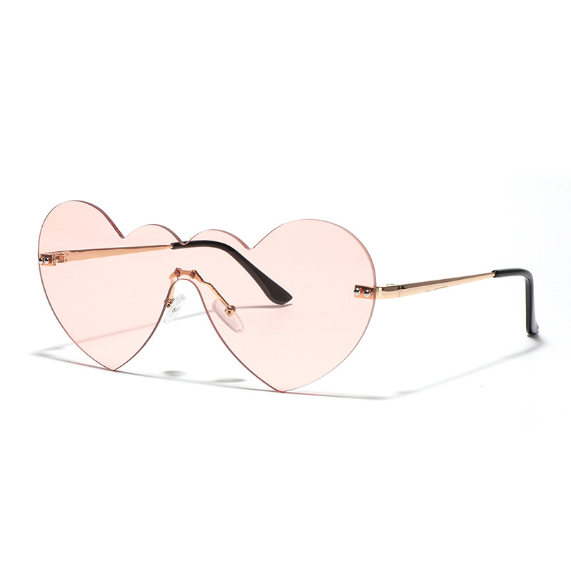 Wholesale Rimless Heart Shaped Y2K Futuristic Sunglasses - Everful