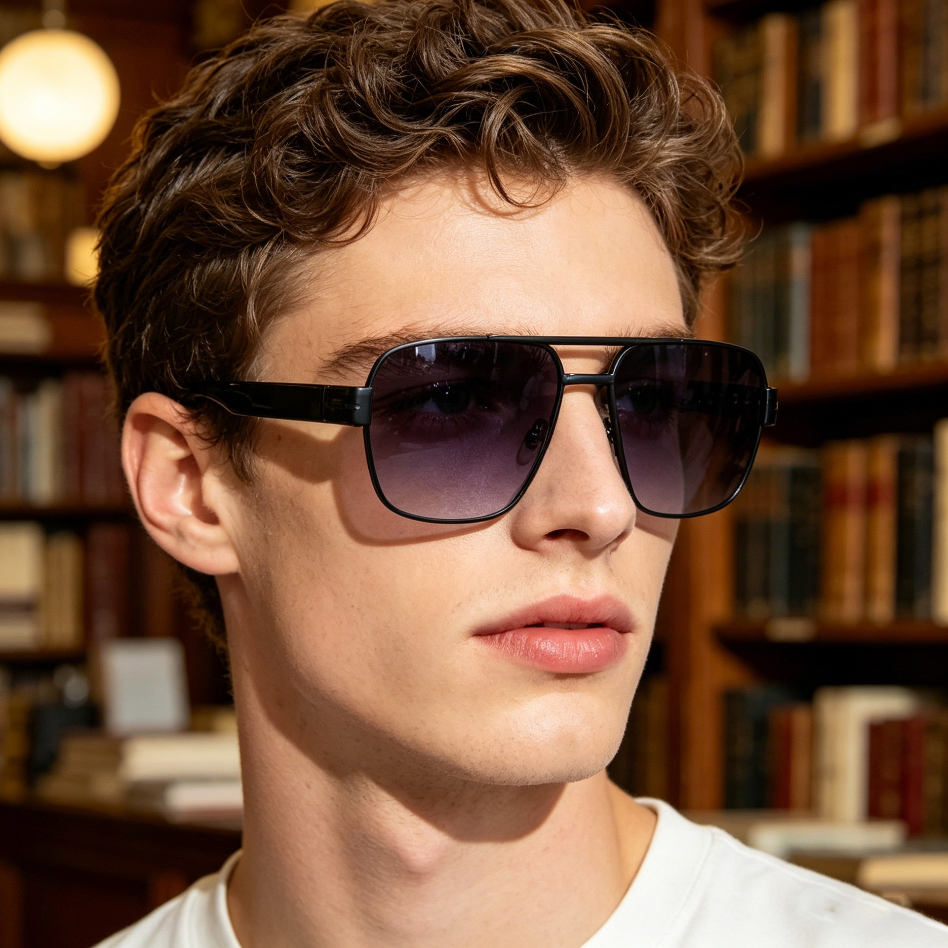 Wholesale Modern Men Pilot Square Sunglasses Metal Frame Double Bridge - Everful